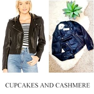 NWT♥️Cupcakes Cashmere Black Leather Jacket-XS